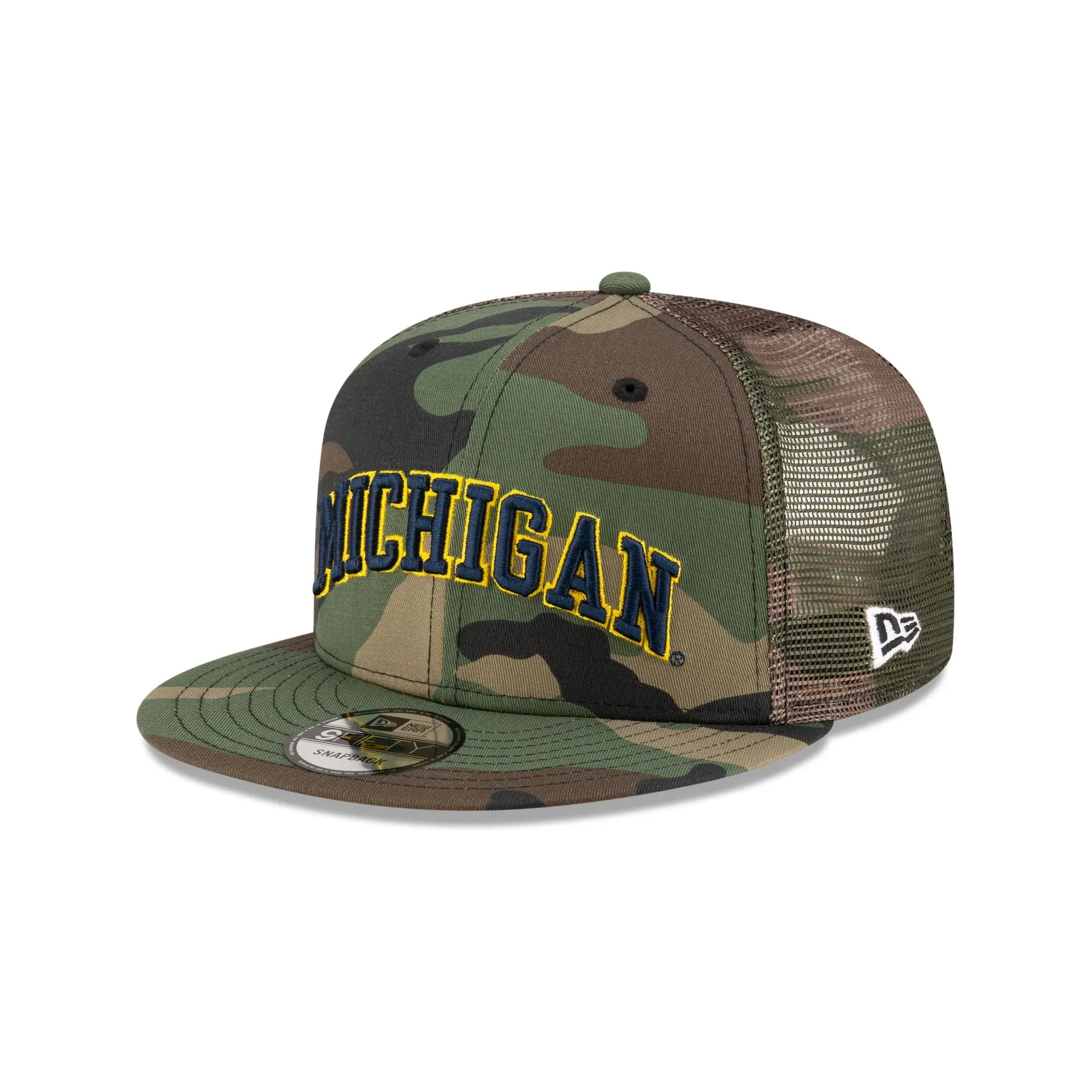 Michigan Wolverines Camo 9FIFTY Trucker Hat sold by New Era
