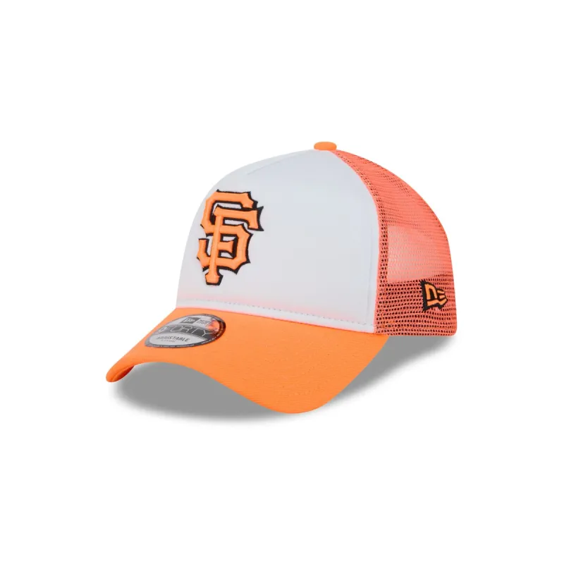 San Francisco Giants Hi Vis Doodle 9FORTY A-Frame Trucker Hat made by New Era