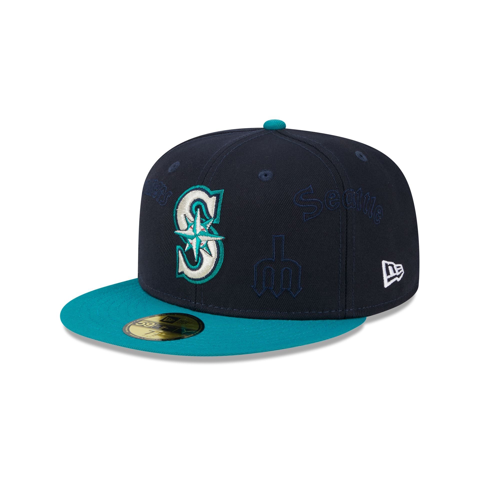 Seattle Mariners Multi Logo 59FIFTY Fitted Hat sold by New Era