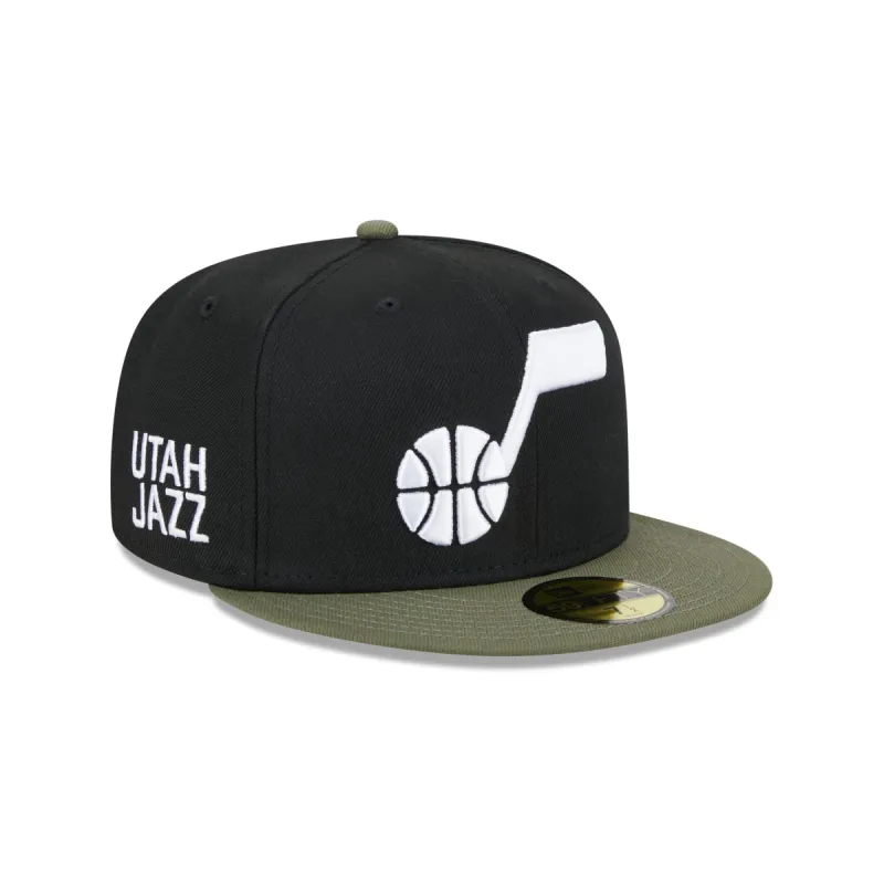 Utah Jazz Olive Visor 59FIFTY Fitted Hat sold by New Era