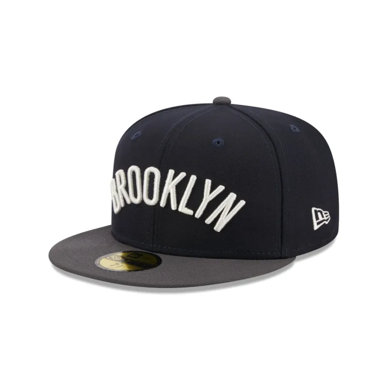 Brooklyn Nets Navy Crown 59FIFTY Fitted Hat sold by New Era