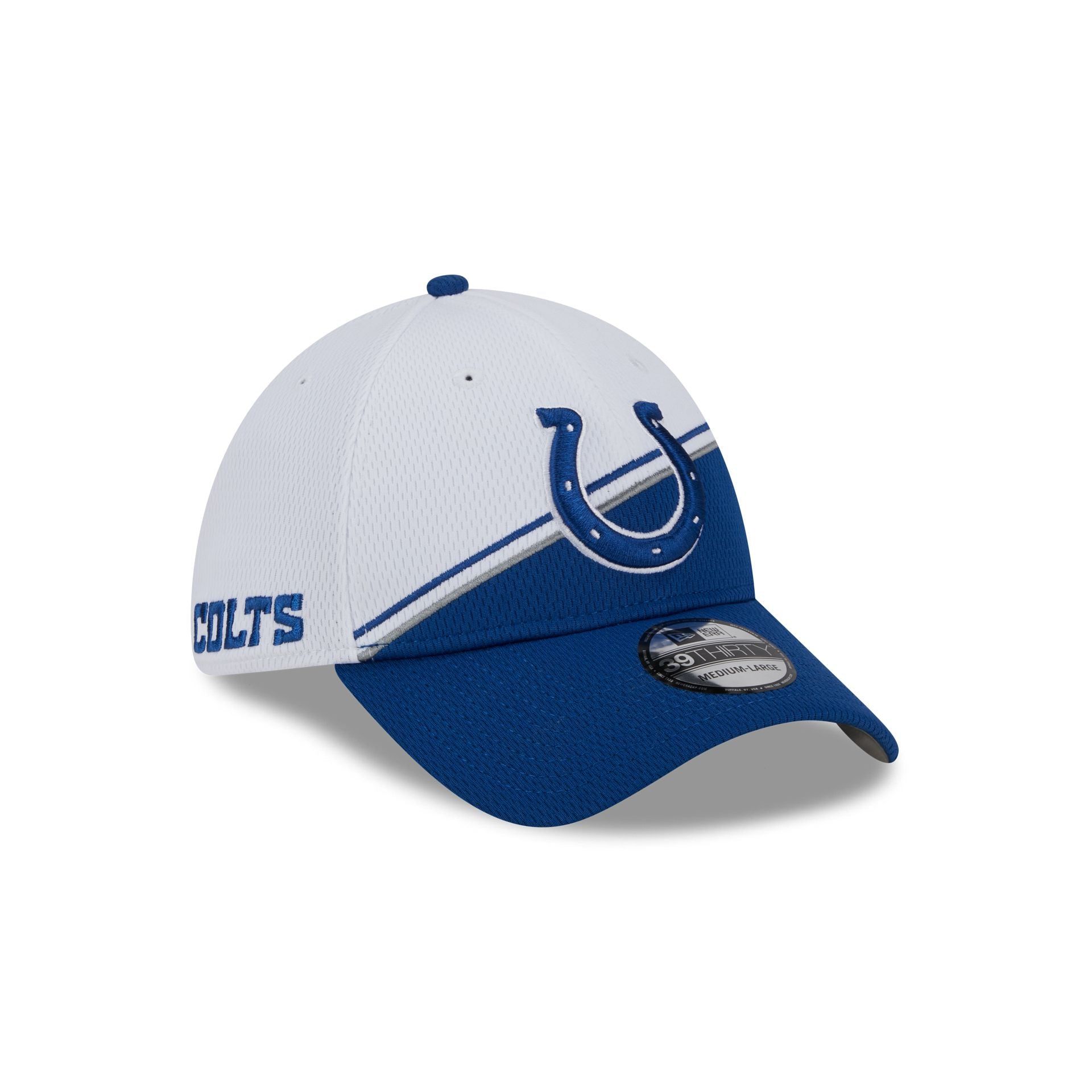 Indianapolis Colts 2023 Sideline White 39THIRTY Stretch Fit Hat sold by New Era