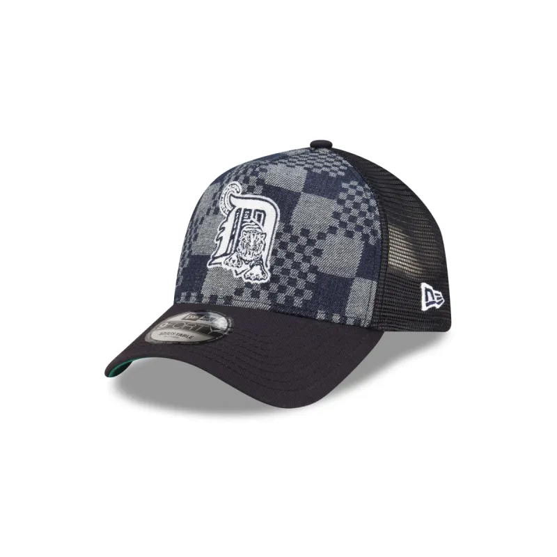 Detroit Tigers Pattern Denim 9FORTY A-Frame Trucker Hat sold by New Era