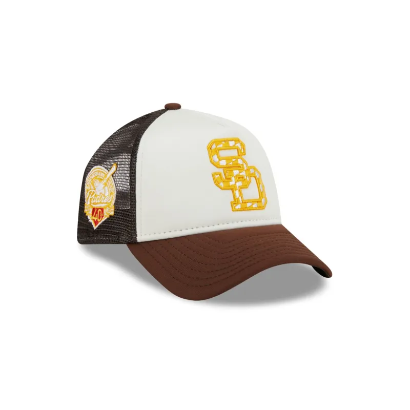 San Diego Padres Checkered Flag 9FORTY A-Frame Trucker Hat sold by New Era