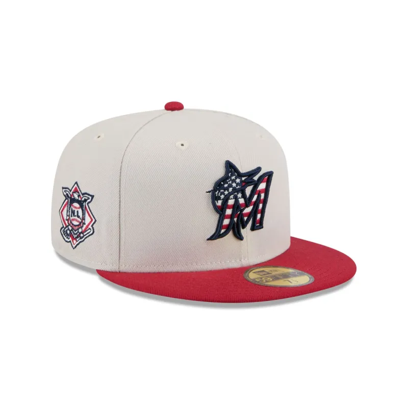 Miami Marlins Independence Day 2024 59FIFTY Fitted Hat sold by New Era