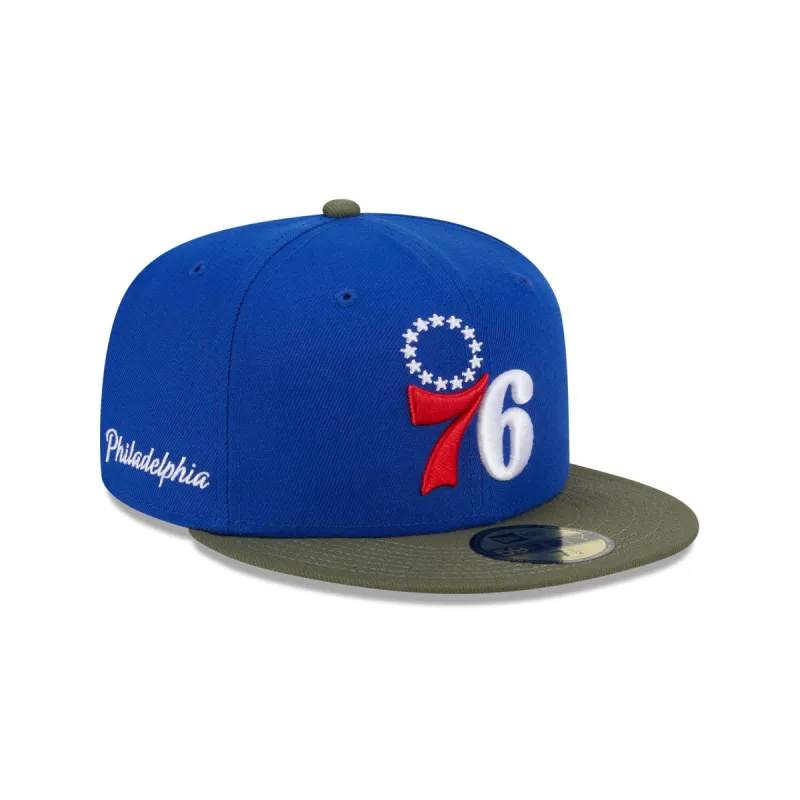 Philadelphia 76ers Olive Visor 59FIFTY Fitted Hat sold by New Era