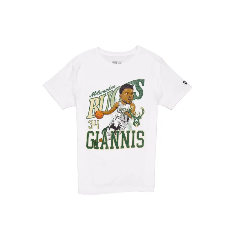 Milwaukee Bucks Giannis Antetokounmpo Caricature T-Shirt sold by New Era