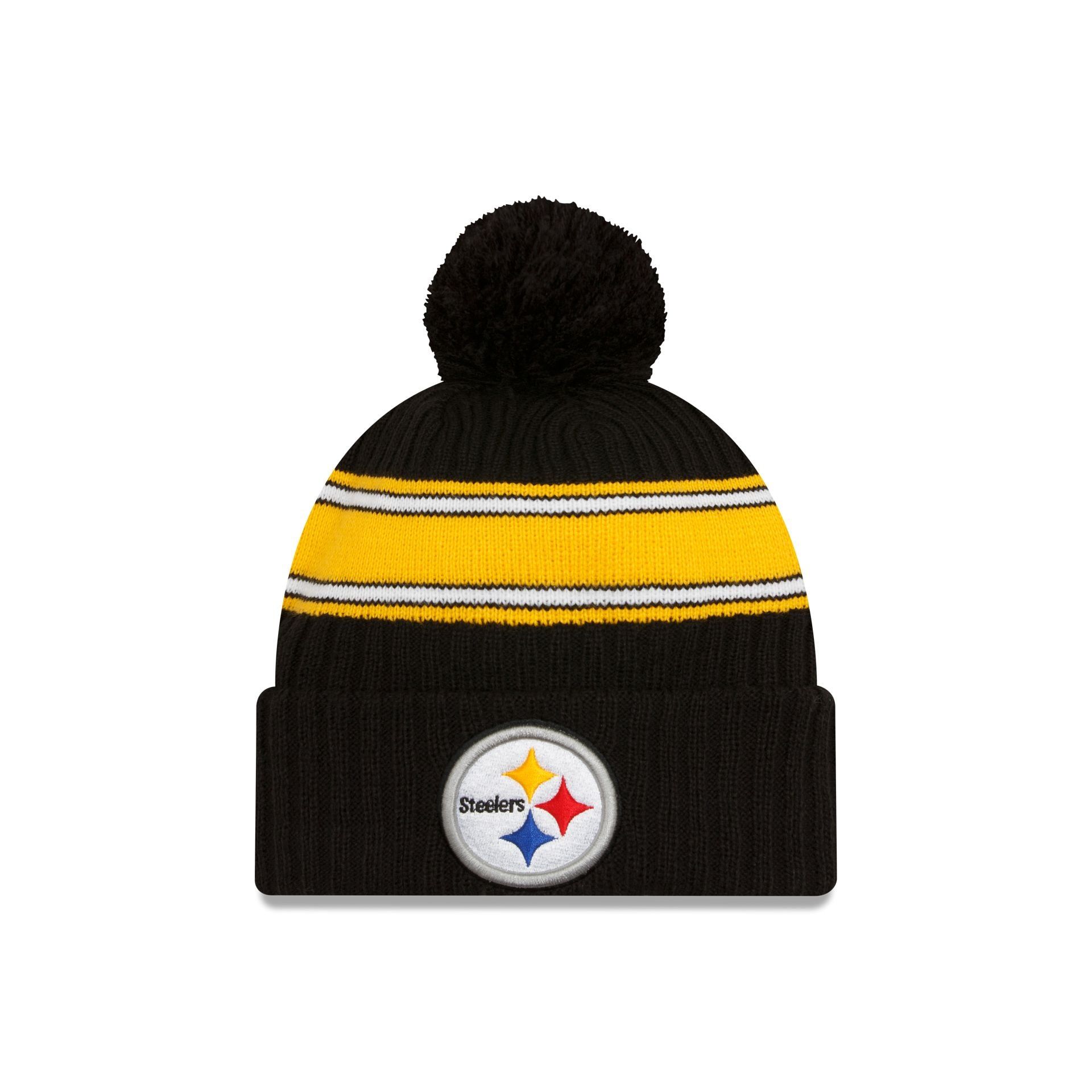 Pittsburgh Steelers 2023 Cold Weather Black Pom Knit Hat sold by New Era