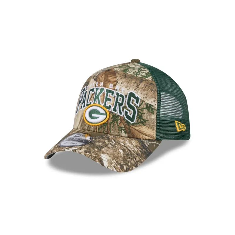 Green Bay Packers Active 9FORTY A-Frame Trucker Hat sold by New Era