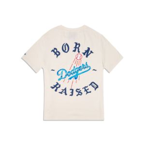Born X Raised Los Angeles Dodgers Logo White T-Shirt sold by New Era