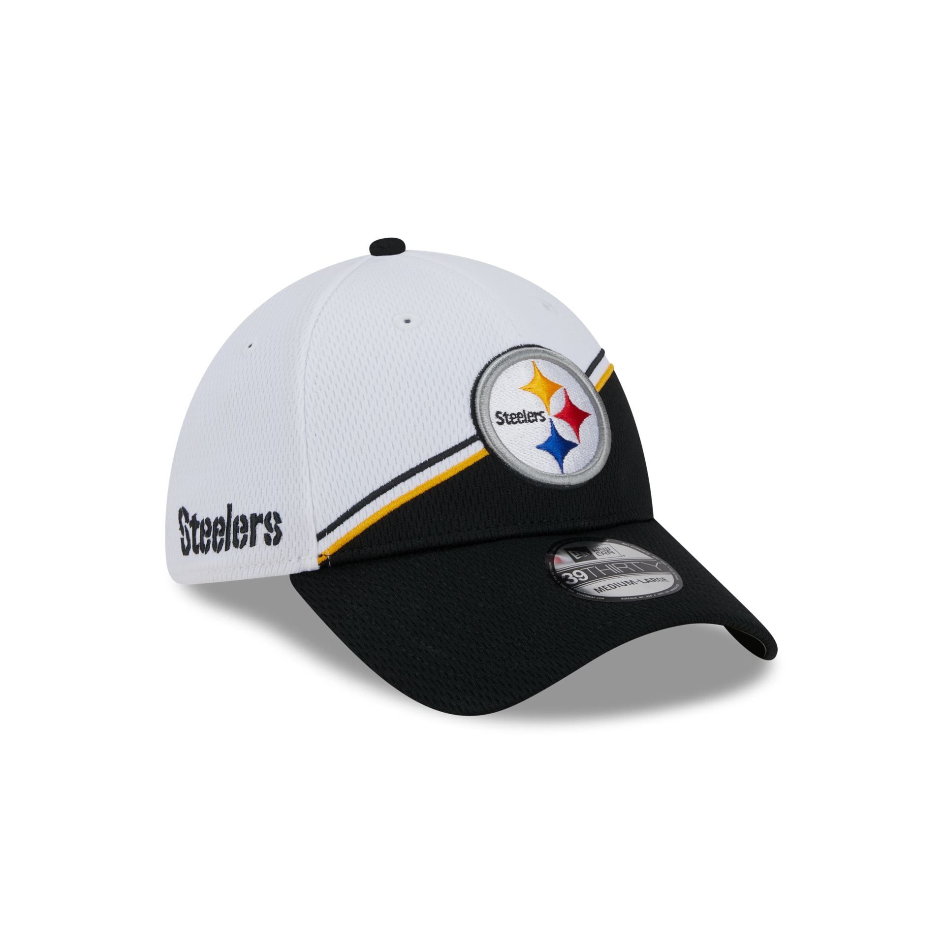 Pittsburgh Steelers 2023 Sideline White 39THIRTY Stretch Fit Hat sold by New Era
