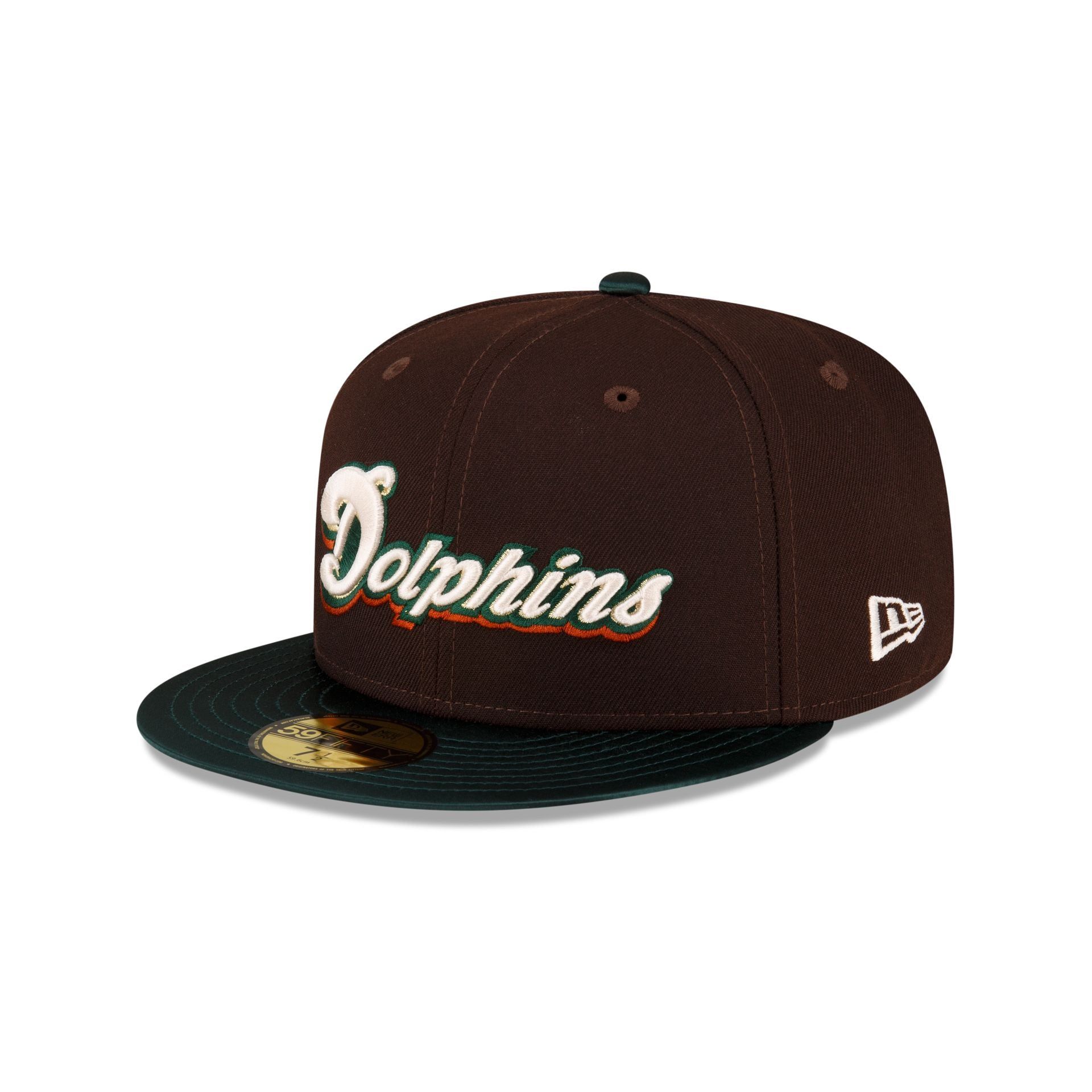 Just Caps Green Satin Miami Dolphins 59FIFTY Fitted Hat sold by New Era