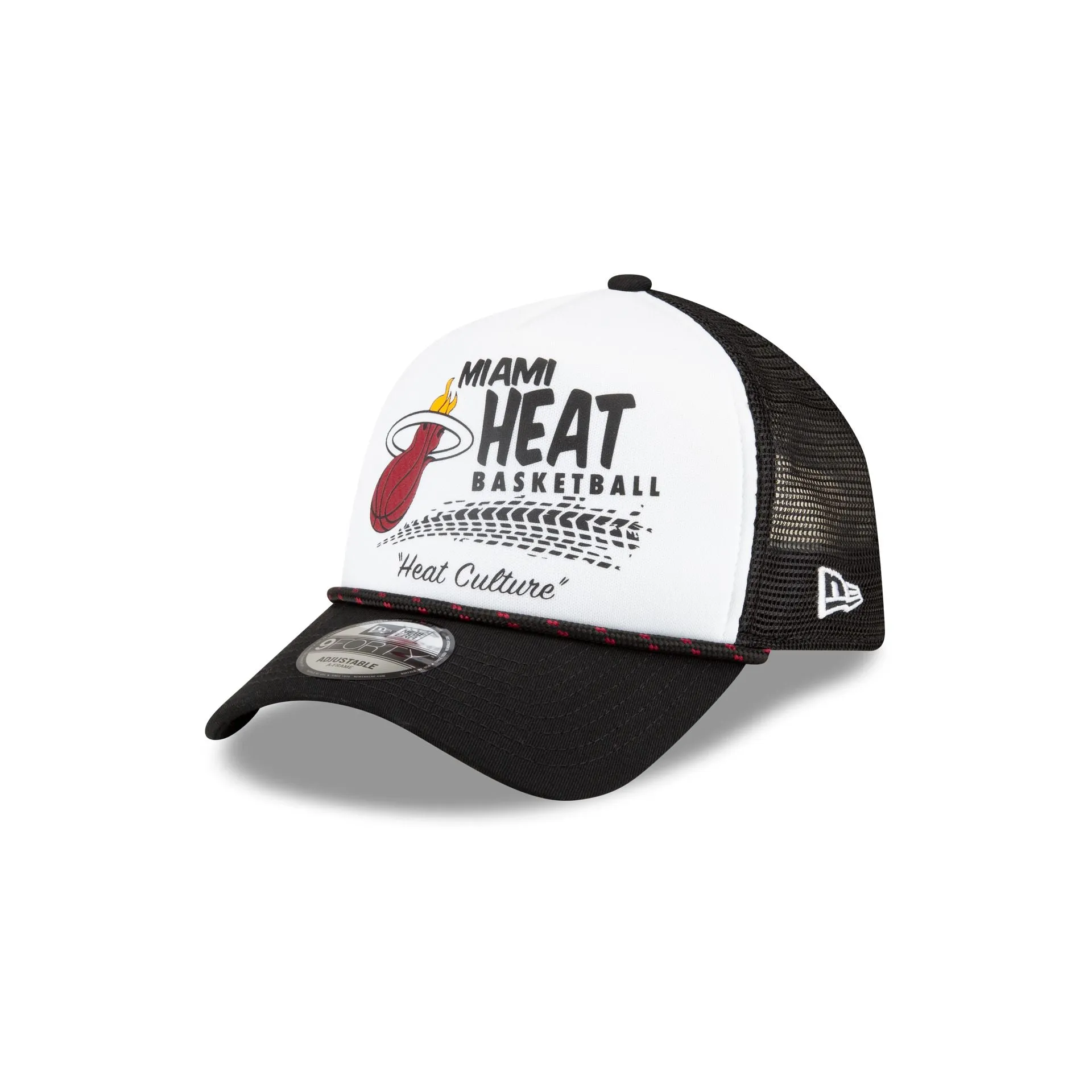 Miami Heat 2024 Rally Drive White 9FORTY A-Frame Trucker Hat sold by New Era