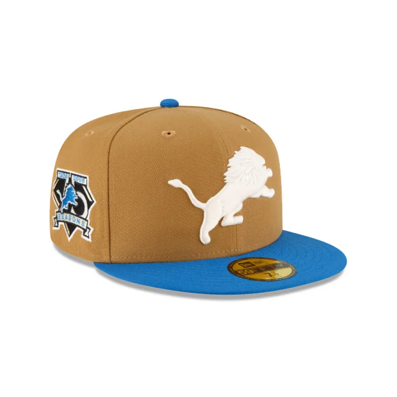 Detroit Lions Ivory Wheat 59FIFTY Fitted Hat sold by New Era