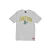 Oakland Athletics Throwback Gray Pinstripe T-Shirt sold by New Era
