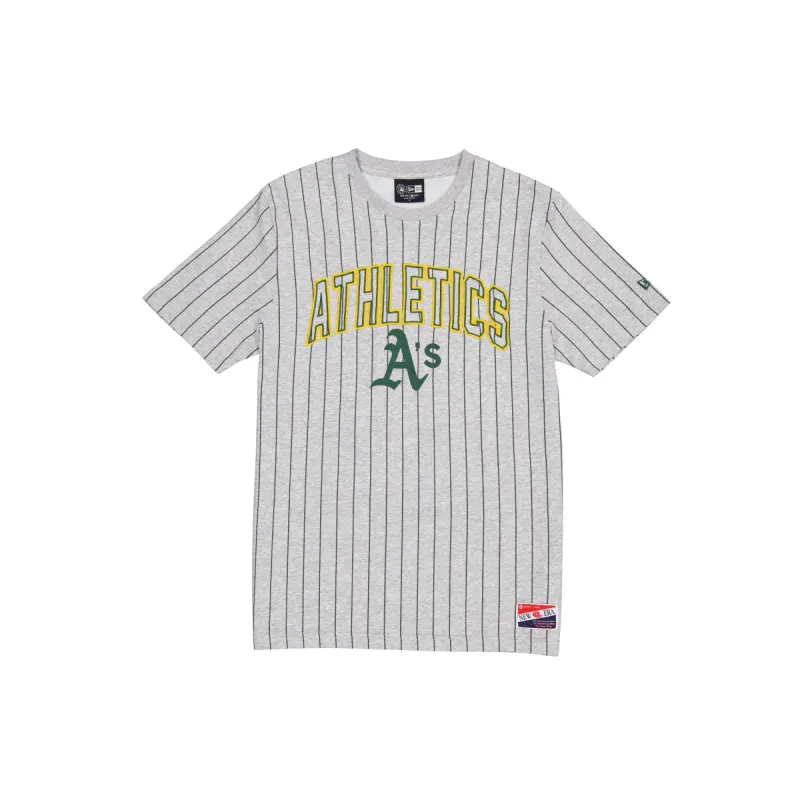 Oakland Athletics Throwback Gray Pinstripe T-Shirt sold by New Era