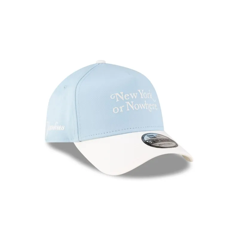 New York or Nowhere x New York Yankees Blue Wordmark 9FORTY A-Frame Snapback Hat sold by New Era