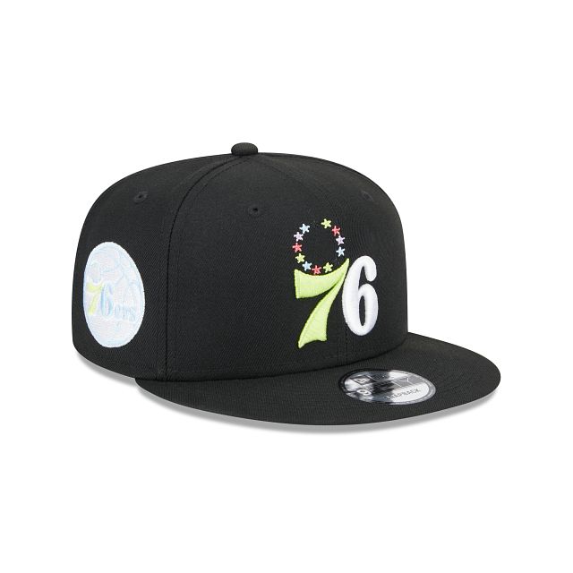 Philadelphia 76ers Color Pack Black 9FIFTY Snapback Hat sold by New Era