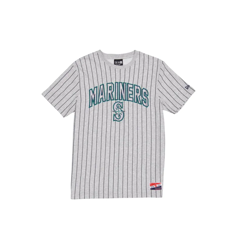 Seattle Mariners Throwback Gray Pinstripe T-Shirt sold by New Era
