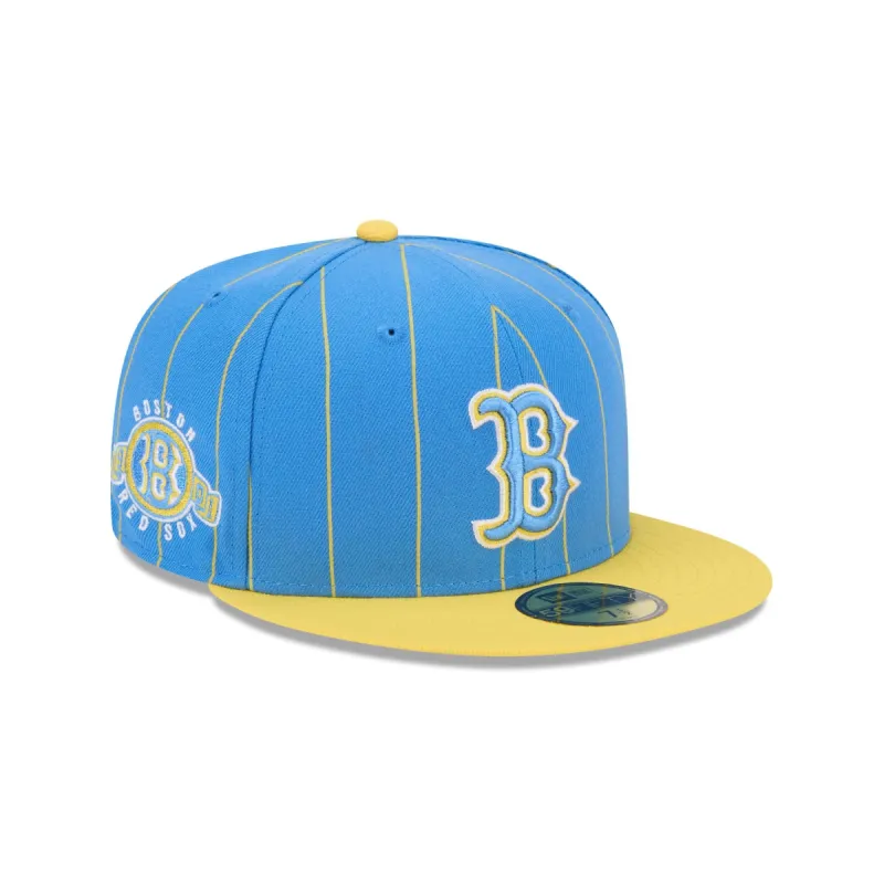 Boston Red Sox Throwback Pinstripe 59FIFTY Fitted Hat sold by New Era
