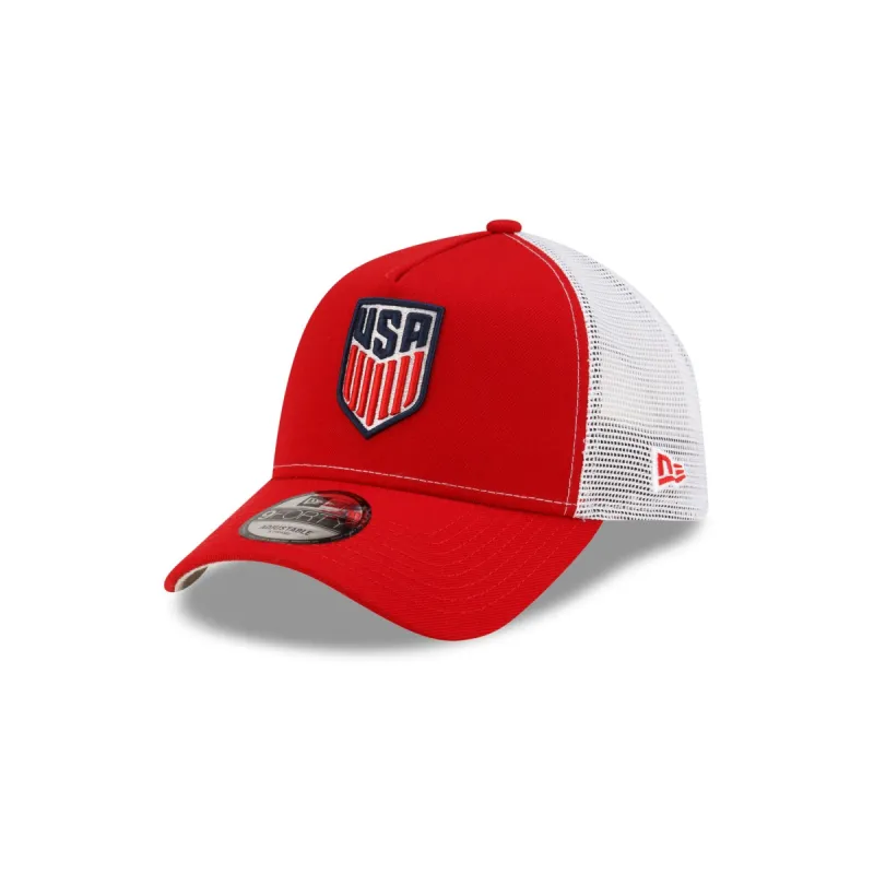US Soccer Red 9FORTY A-Frame Trucker Hat made by New Era