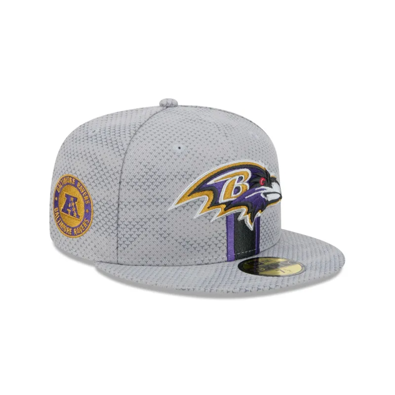 Baltimore Ravens 2024 Sideline Gray 59FIFTY Fitted Hat sold by New Era