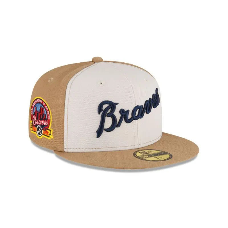 Just Caps Khaki Atlanta Braves 59FIFTY Fitted Hat sold by New Era