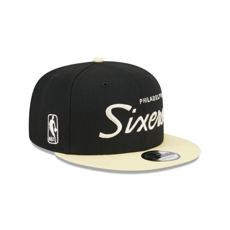 Philadelphia 76ers Pale Yellow Visor 9FIFTY Snapback Hat sold by New Era