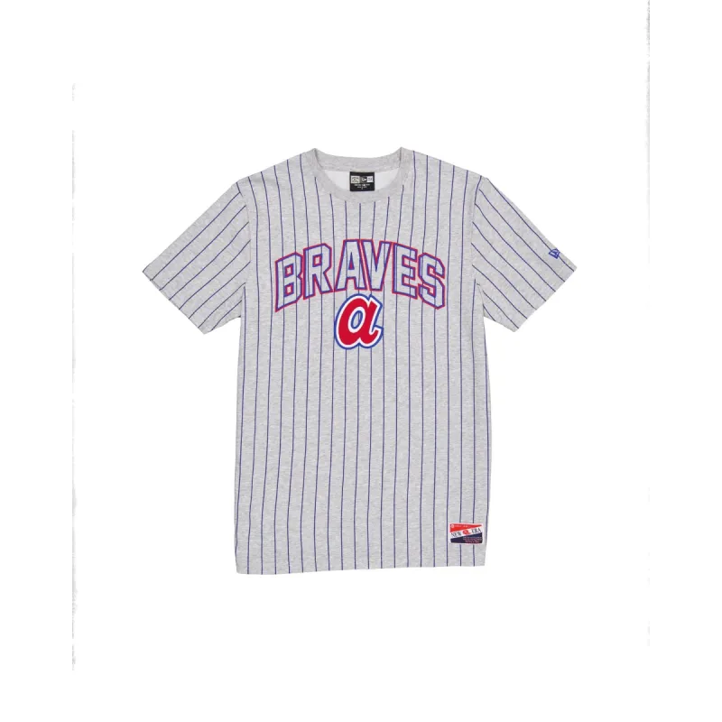 Atlanta Braves Throwback Gray Pinstripe T-Shirt sold by New Era