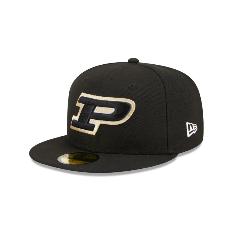 Purdue Boilermakers Black 59FIFTY Fitted Hat made by New Era