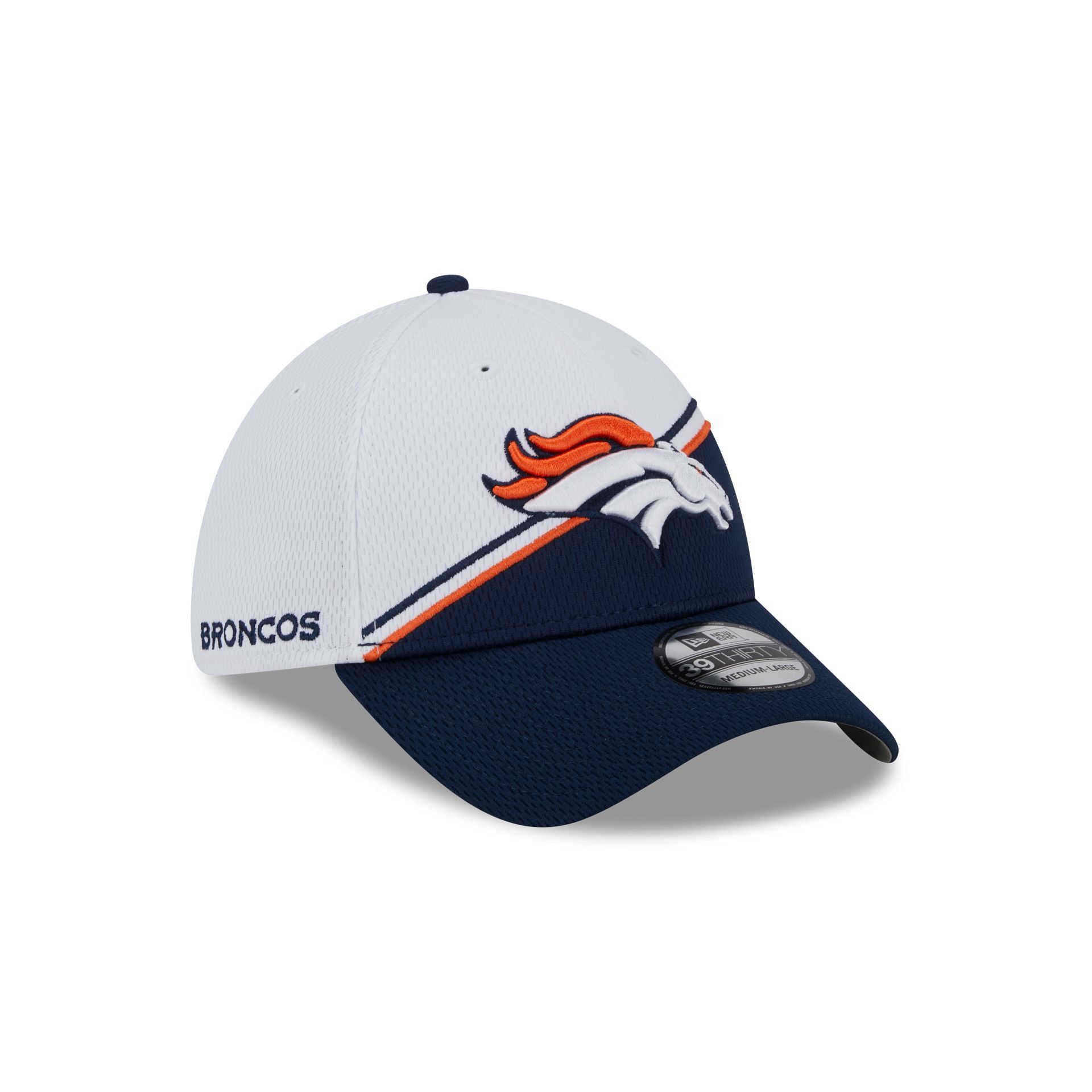 Denver Broncos 2023 Sideline White 39THIRTY Stretch Fit Hat sold by New Era