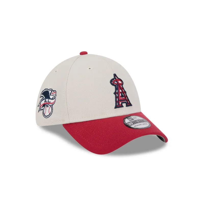 Los Angeles Angels Independence Day 2024 39THIRTY Stretch Fit Hat sold by New Era