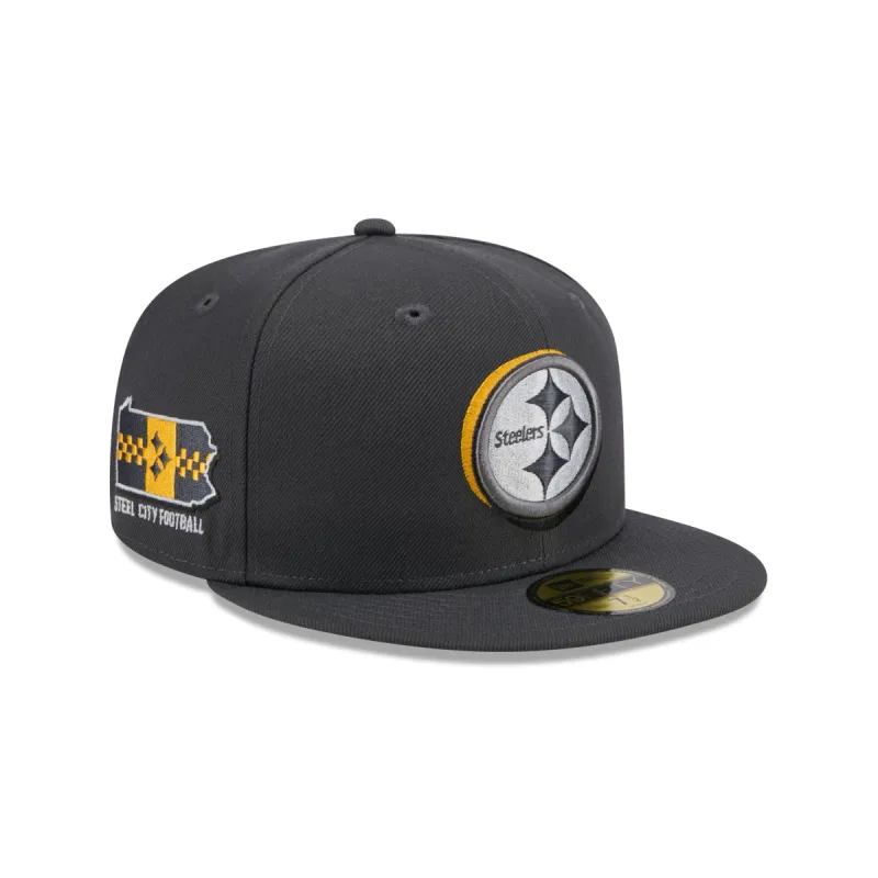 Pittsburgh Steelers 2024 Draft Gray 59FIFTY Fitted Hat sold by New Era