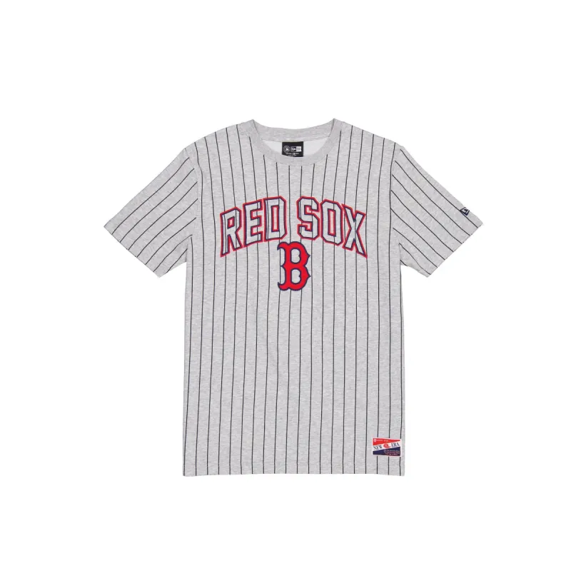 Boston Red Sox Throwback Gray Pinstripe T-Shirt sold by New Era
