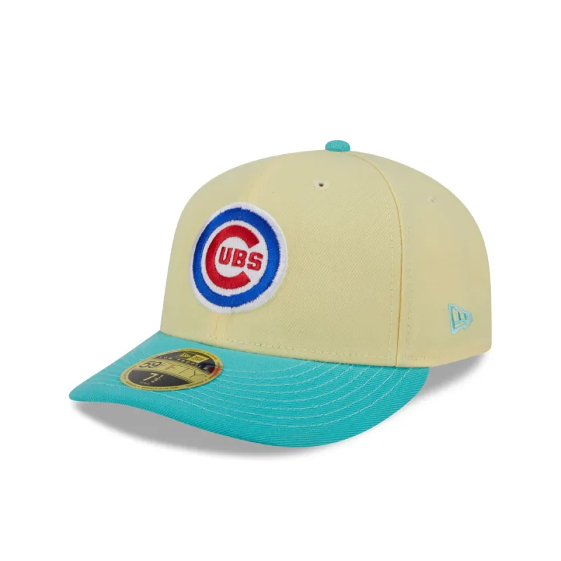 Chicago Cubs Soft Yellow Low Profile 59FIFTY Fitted Hat sold by New Era