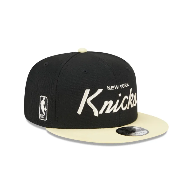 New York Knicks Pale Yellow Visor 9FIFTY Snapback Hat sold by New Era