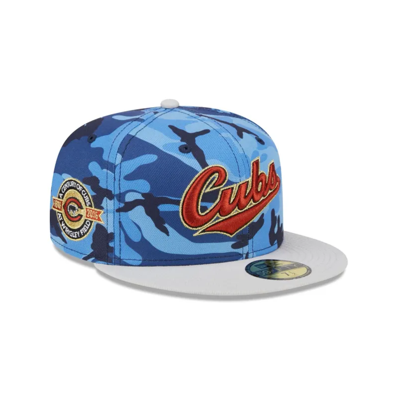 Chicago Cubs Blue Camo 59FIFTY Fitted Hat sold by New Era