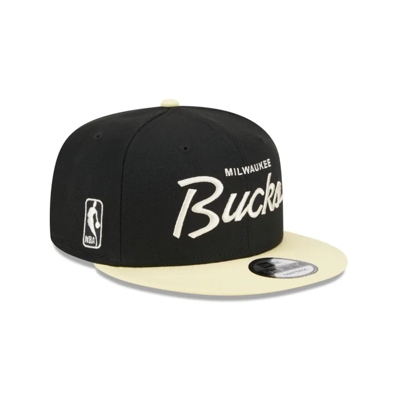 Milwaukee Bucks Pale Yellow Visor 9FIFTY Snapback Hat sold by New Era
