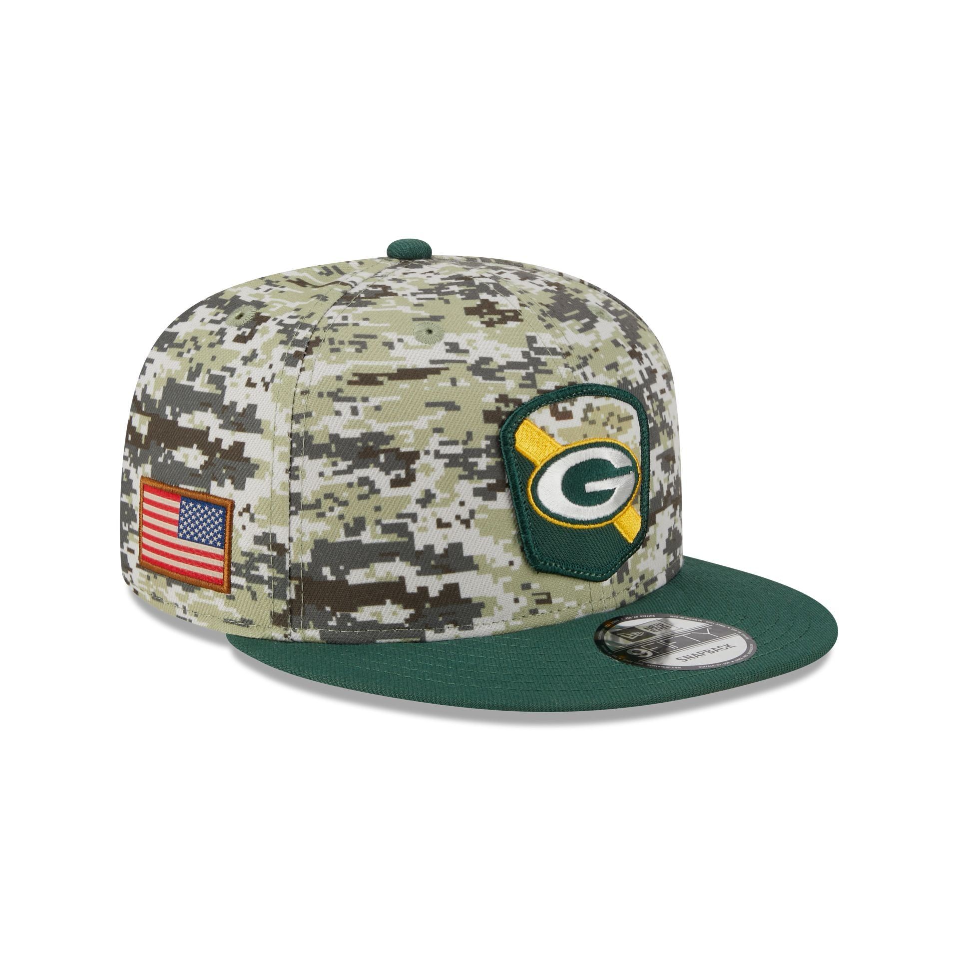 Green Bay Packers 2023 Salute to Service Camo 9FIFTY Snapback Hat sold by New Era