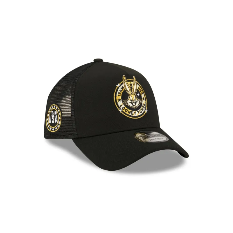 Team USA X Bugs Bunny Gold 9FORTY A-Frame Trucker Hat sold by New Era