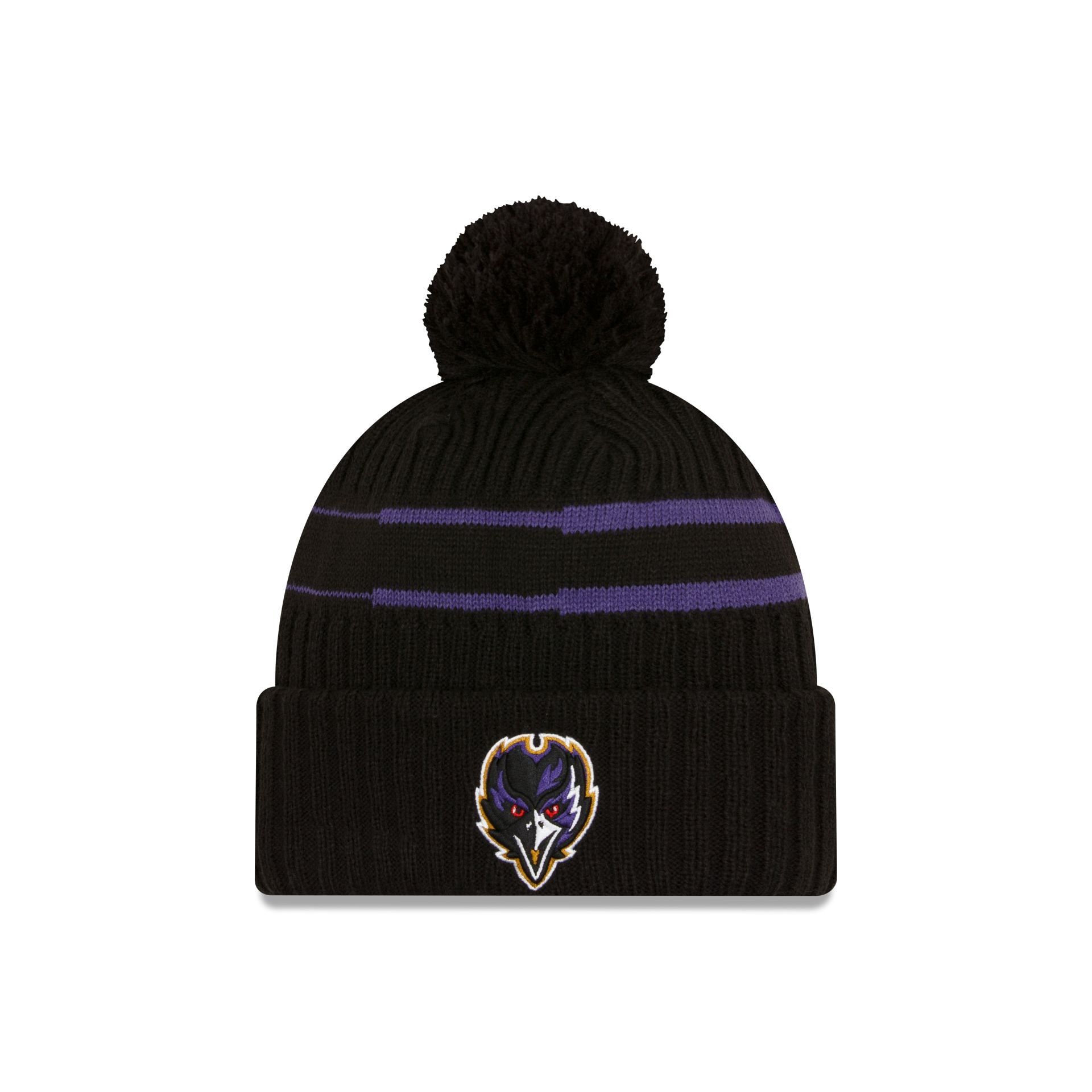 Baltimore Ravens 2023 Cold Weather Black Pom Knit sold by New Era