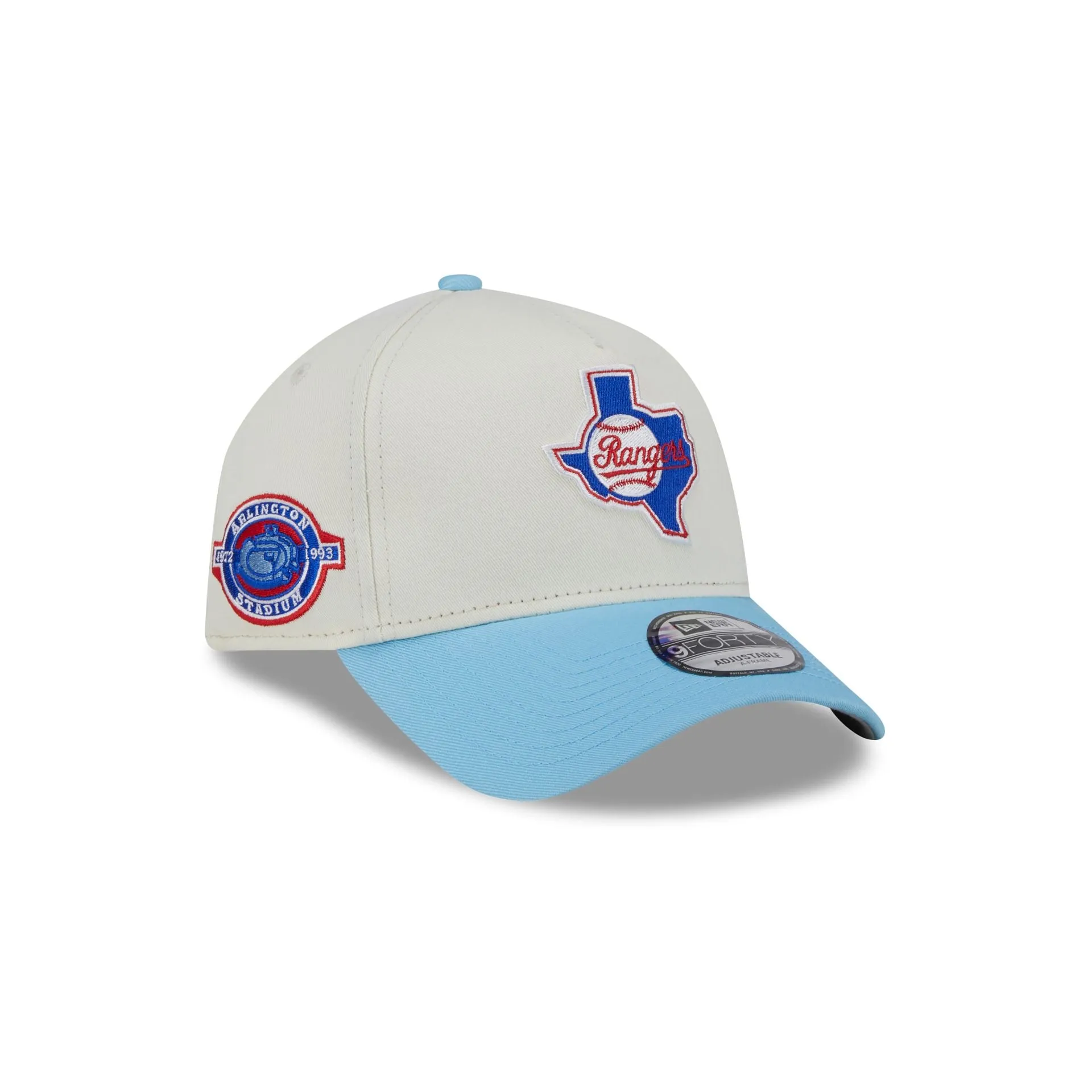 Texas Rangers Chrome White 9FORTY A-Frame Snapback Hat sold by New Era