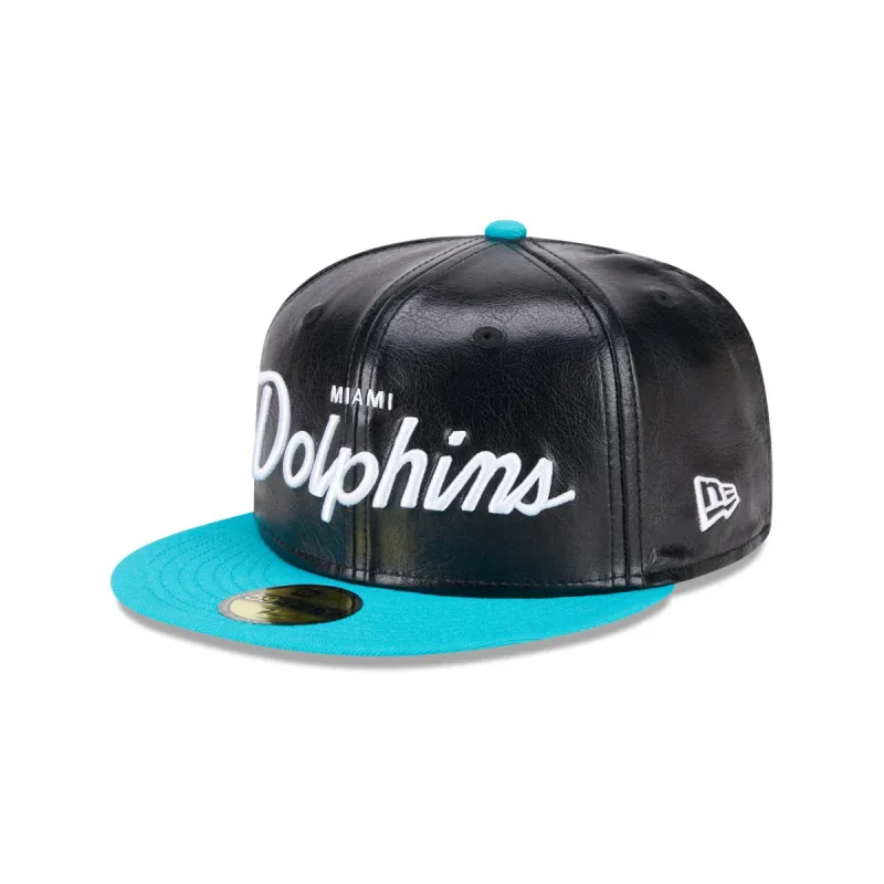 Miami Dolphins Faux Leather Crown 59FIFTY Fitted Hat sold by New Era