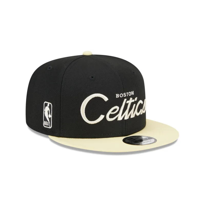 Boston Celtics Pale Yellow Visor 9FIFTY Snapback Hat sold by New Era