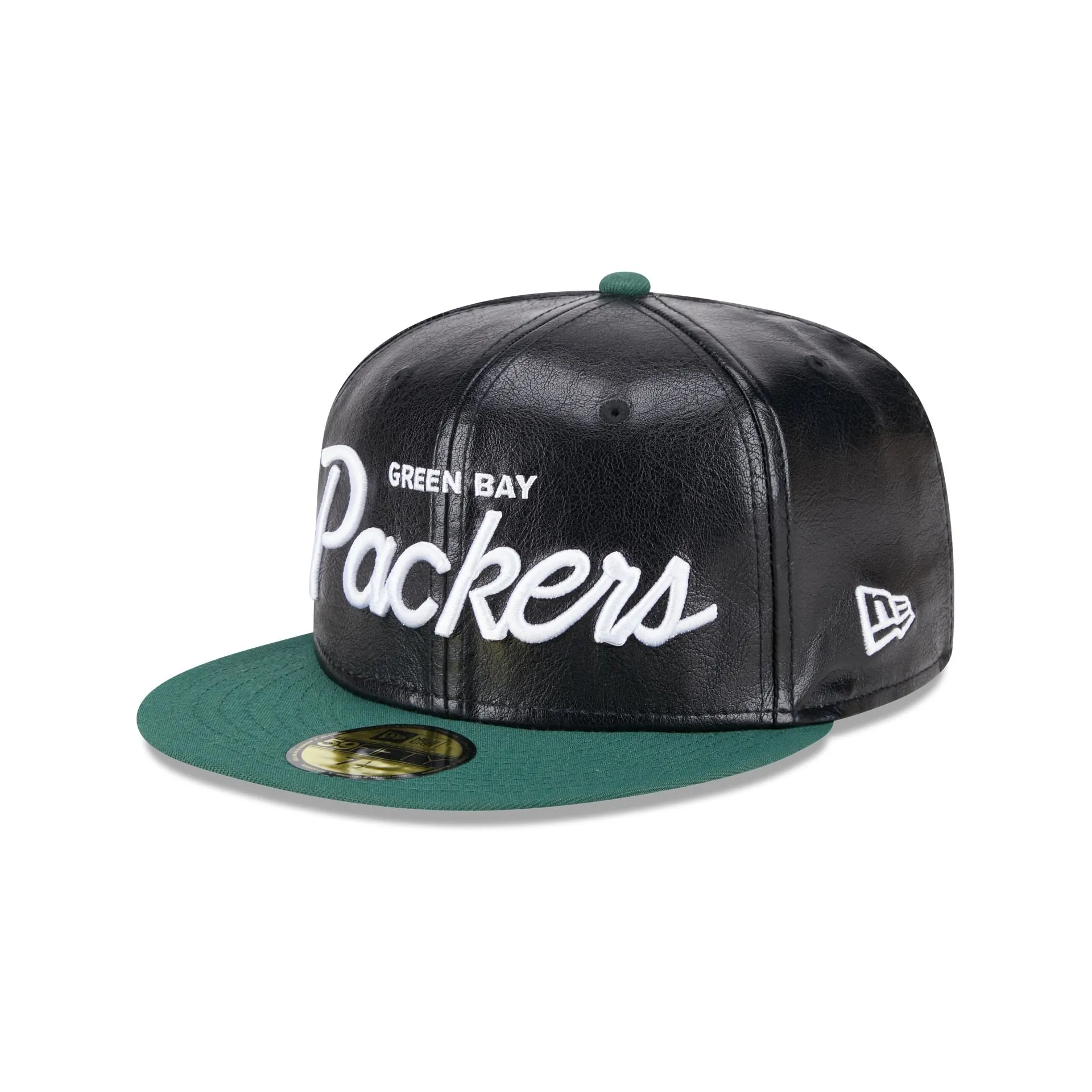 Green Bay Packers Faux Leather Crown 59FIFTY Fitted Hat sold by New Era