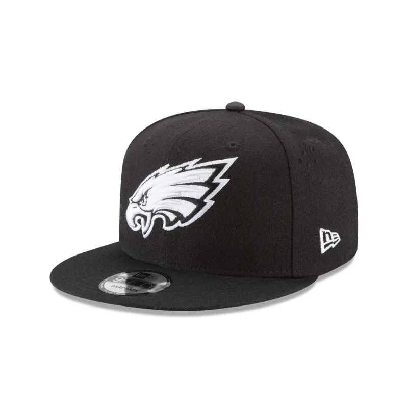 Philadelphia Eagles Basic Black and White 9FIFTY Snapback Hat sold by New Era