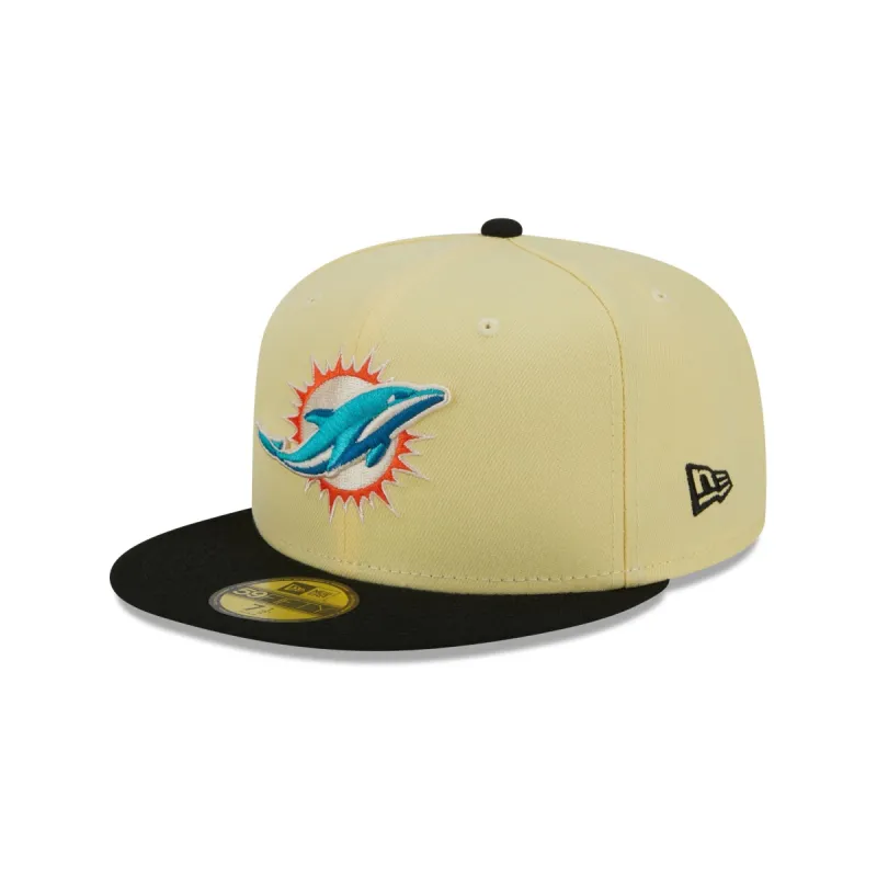 Miami Dolphins Soft Yellow 59FIFTY Fitted Hat sold by New Era