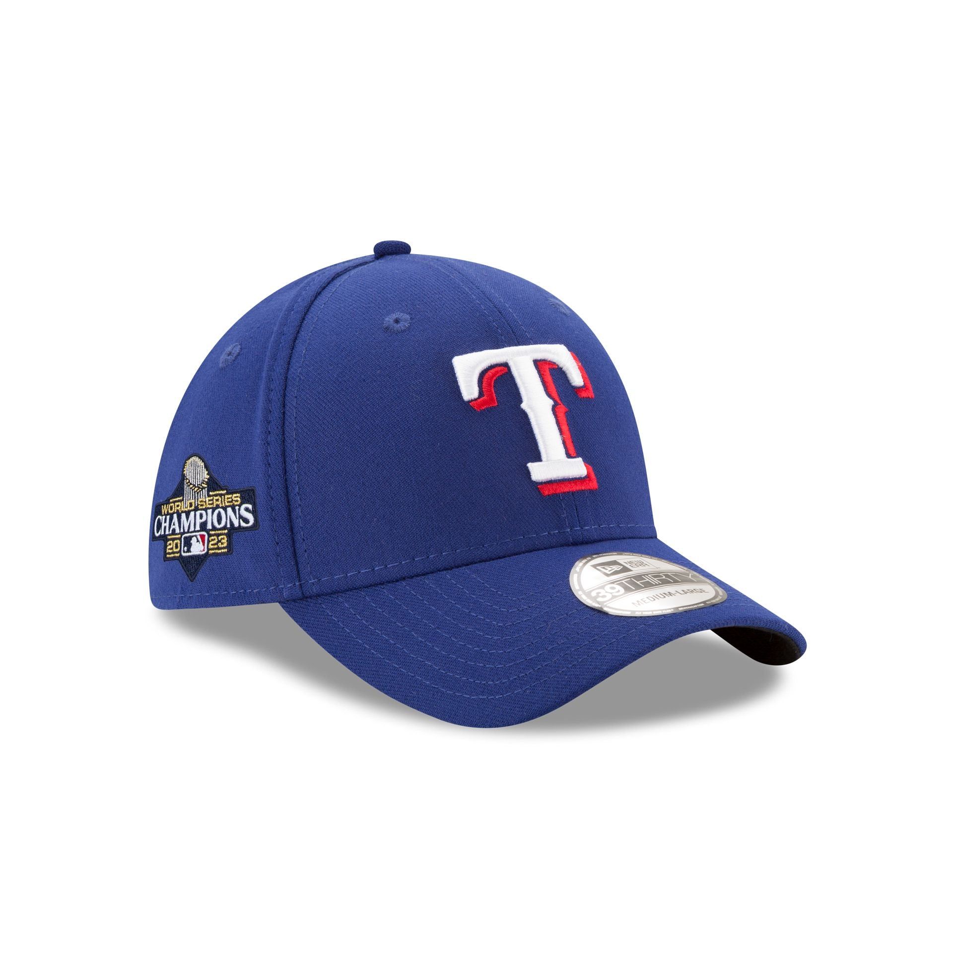 Texas Rangers 2023 World Series Champions Side Patch 39THIRTY Stretch Fit Hat sold by New Era