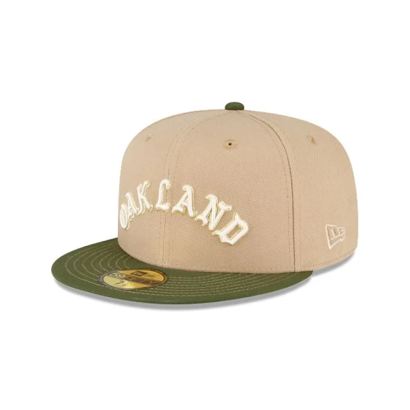 Just Caps Beige Camel Oakland Athletics 59FIFTY Fitted Hat sold by New Era