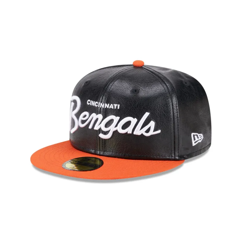 Cincinnati Bengals Faux Leather Crown 59FIFTY Fitted Hat sold by New Era